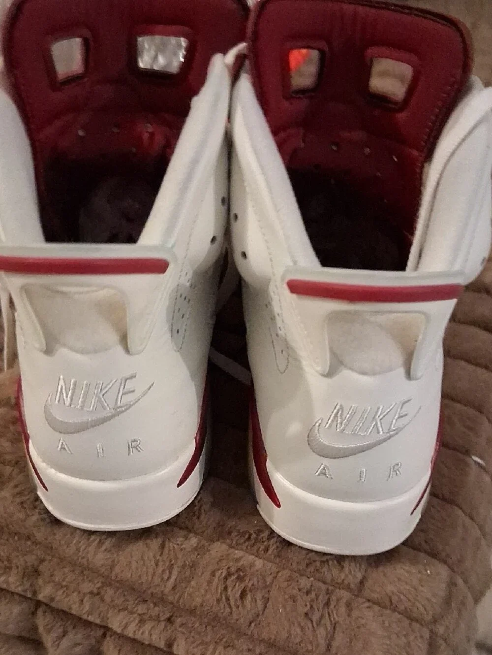 Jordan White and Maroon High-Top Sneakers
